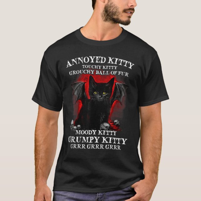 T-shirt Boule Grouchy Kitty Touchy Kitty en colère (Devant)