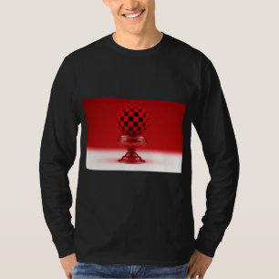T-shirt Boule Mandy noire et rouge sur socle en rose métal