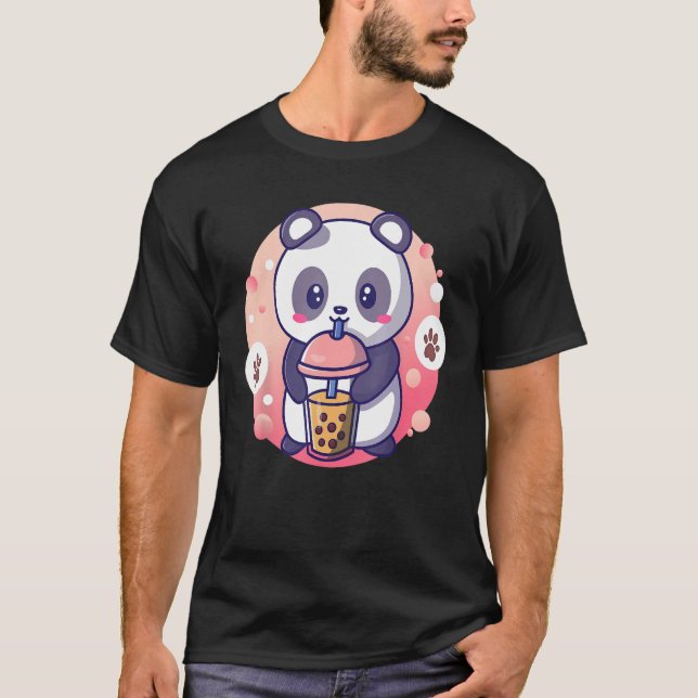 T-shirt Boule Rétro Tea Chemise Enfants Panda Boba Présent (Devant)