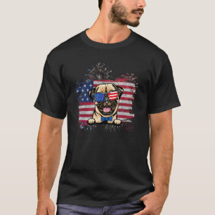 T-shirt Bouledogue américain drapeau 4 juillet Usa chien p