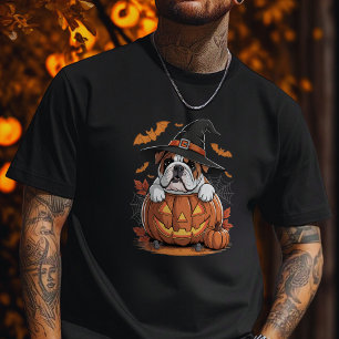 T-shirt Bouledogue Anglais Citrouille Halloween Thanksgivi