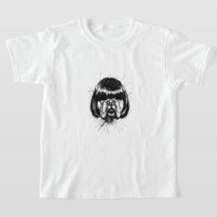 T-shirt Bouledogue avec une perruque (style 4) Beaux-arts