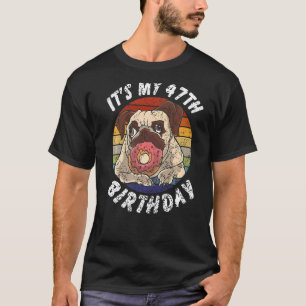 T-shirt Bouledogue de 47 ans et beignet vintage en détress