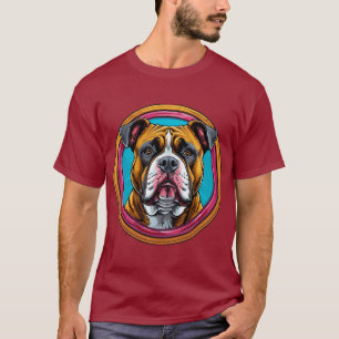 T-shirt Bouledogue encadré dans un motif décoratif circula