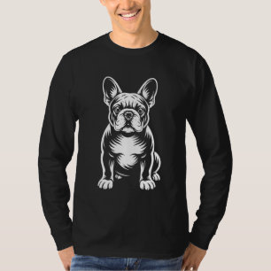 T-shirt Bouledogue français assis Chien vecteur noir et bl