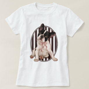 T-shirt Bouledogue français chic et rayures classiques