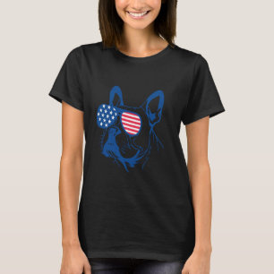 T-shirt Bouledogue français chien drapeau américain patrio