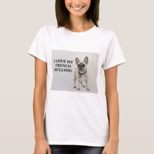 T-shirt bouledogue-français-crème amour w photo