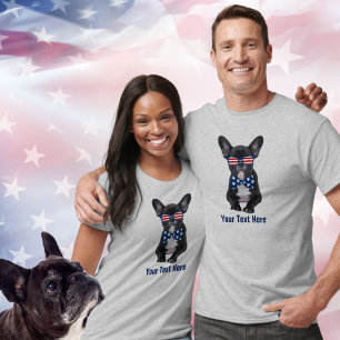 T-shirt Bouledogue français drôle 4 juillet Etats-Unis