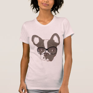 T-shirt Bouledogue français Geeky dans la chemise en verr