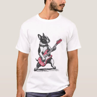 T-shirt Bouledogue Français Jouant de la Guitare - Amoureu