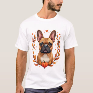 T-shirt Bouledogue français vintage avec couronne de feuil