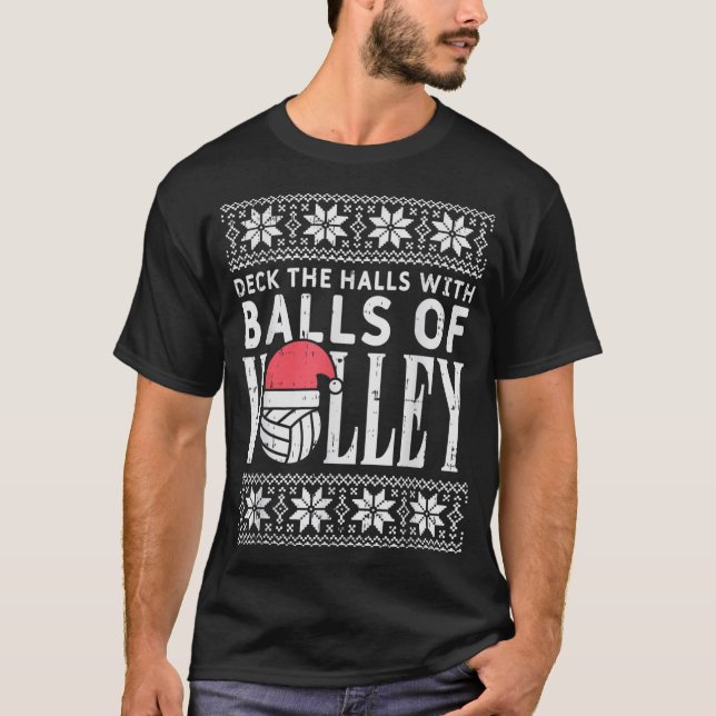 T-shirt Boules de Volley Xmas Volleyball Vilain Noël Swe (Devant)