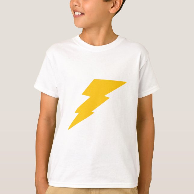 T-shirt Boulon de foudre, jaune, tonnerre, tempête, super (Devant)