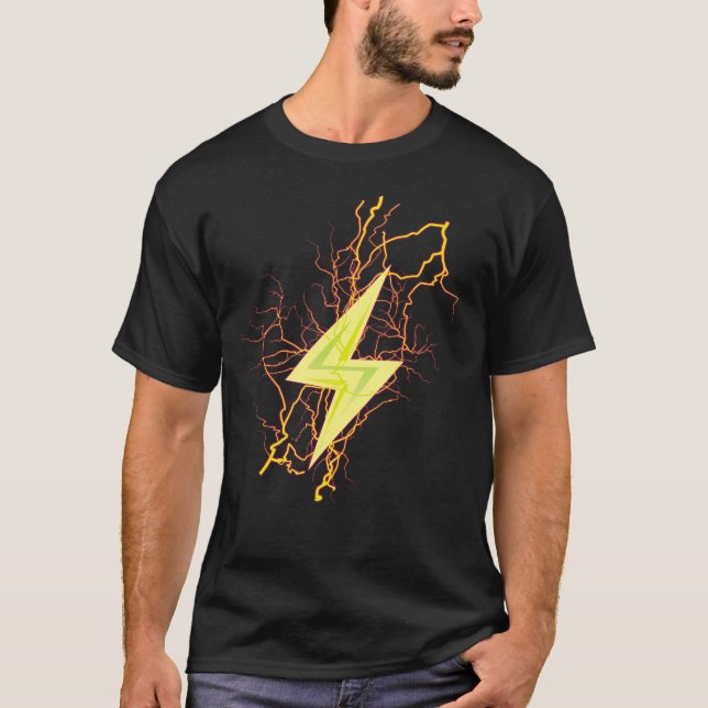 T-shirt boulon d'éclairage jaune, tonnerre et puissance (Devant)
