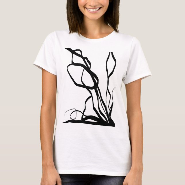 T-shirt Bouquet Blanc : Abstrait blanc & noir (Devant)