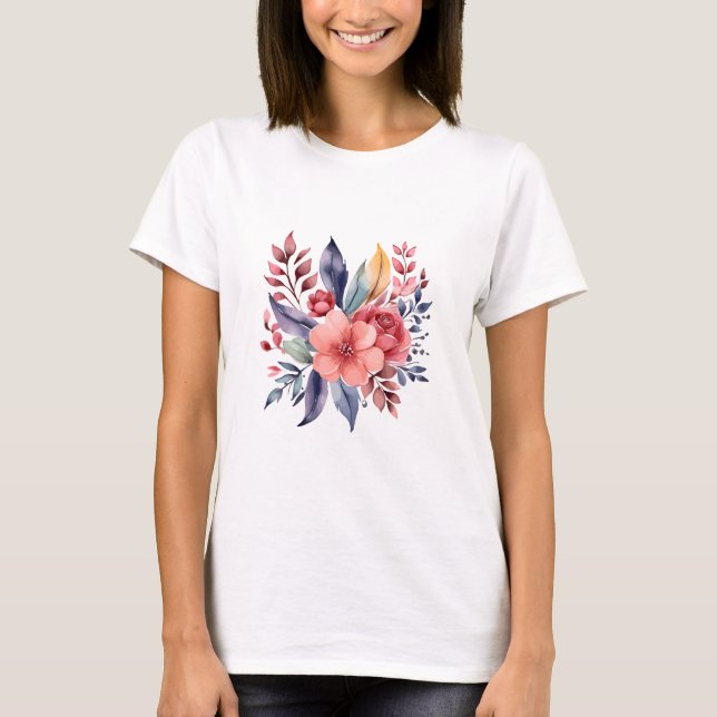 T-shirt Bouquet de fleurs d'aquarelle (Devant)