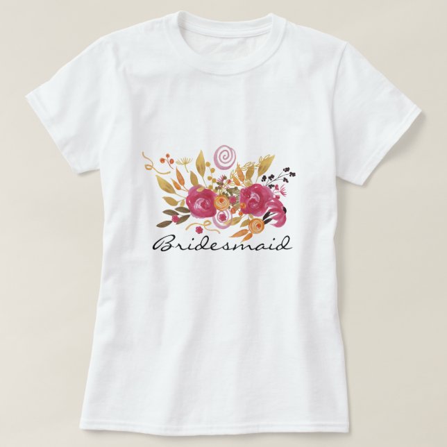 T-shirt Bouquet de fleurs roses et oranges (Design devant)