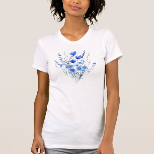 T-Shirt Bouquet de Fleurs Sauvages Rose Aquarelle