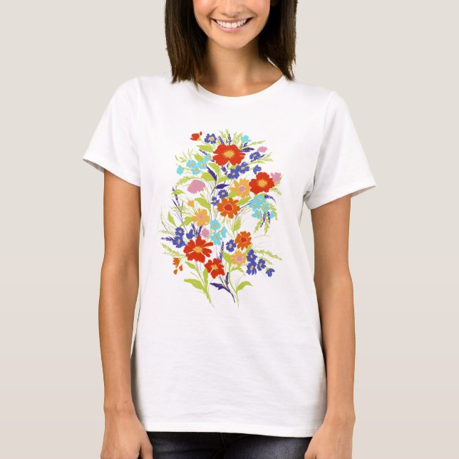 T-shirt Bouquet Fleur sauvage peint coloré (Devant)
