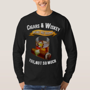 T-shirt Bourbon Cigar Lover Cigars Fumeurs Whiskey Drinkin