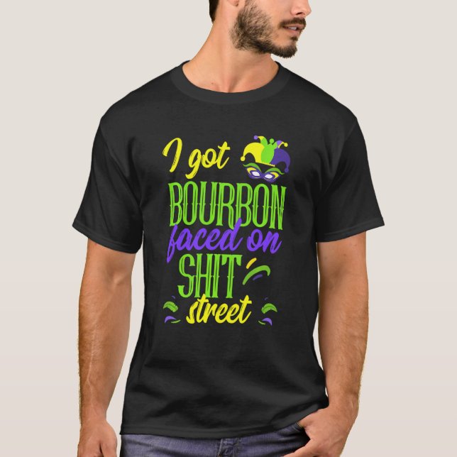 T-shirt Bourbon face rue Boire Mardi Gras Parade Co (Devant)