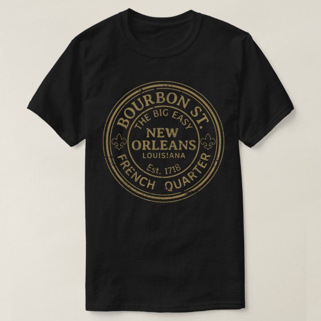 T-shirt Bourbon Street New Orleans Quartier français Détre (Design devant)