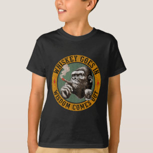 T-shirt Bourbon Va Dans La Sagesse Sortit Le Whiskey Singe