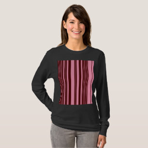 T-shirt Bourgogne et motif à rayures roses 