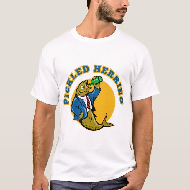 T-shirt Bouteille à bière potable de costume de poissons (Devant)