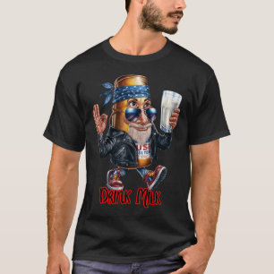 T-shirt Bouteille de bière drôle buvant du lait sur fond n
