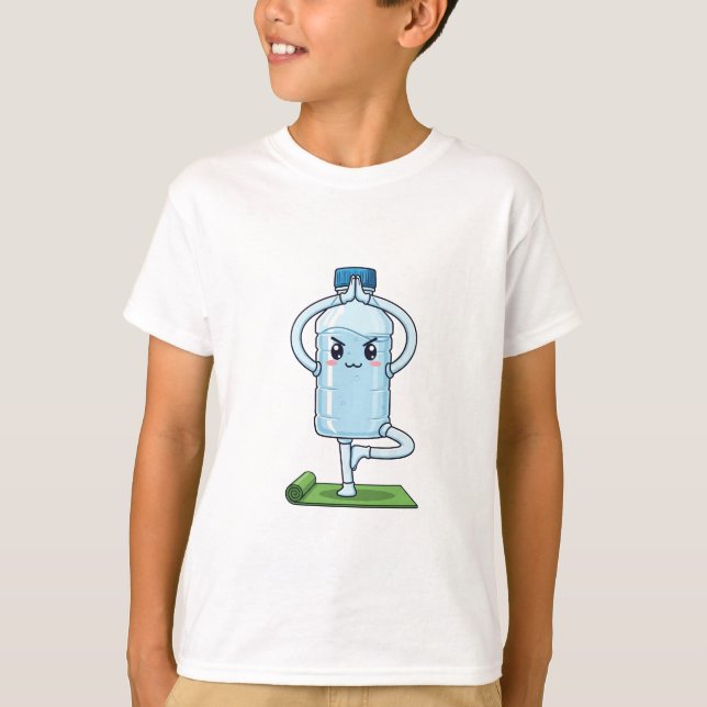 T-shirt Bouteille d'eau de yoga en équilibre sur le tapis  (Devant)