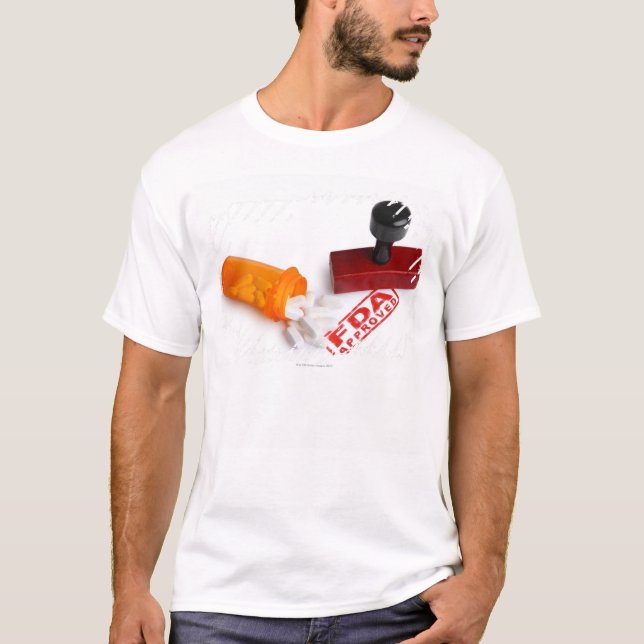 T-shirt Bouteille des pilules et d'un tampon en caoutchouc (Devant)