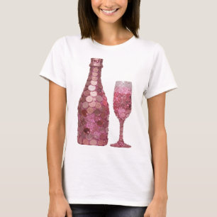 T-shirt Bouteille et verre en argent PINK COIN avec impres