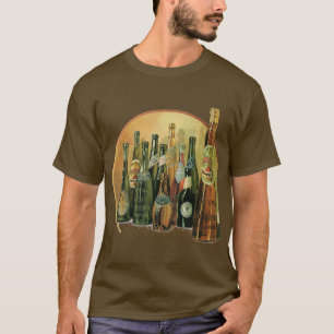 T-shirt Bouteilles de bière importées vintage, alcool, boi