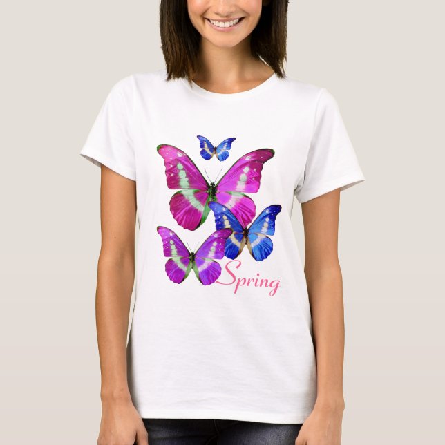T-SHIRT BOUTEILLES DE PRINTEMPS BLEU ROSE (Devant)