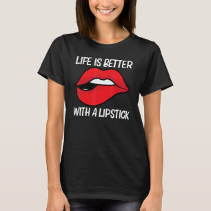 T-shirt Bouton à lèvres cool pour hommes femmes maquillage