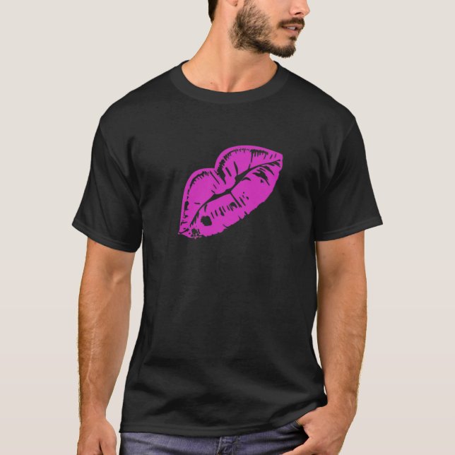 T-shirt Bouton à lèvres violet Tête de baiser (Devant)