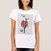 Bouton Arbre et oiseaux Bleu