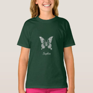 T-shirt Bouton Diamant Blanc, Nom du script, Noir