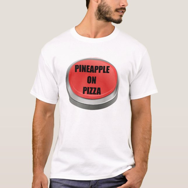 T-shirt Bouton rouge - Ananas sur la pizza (Devant)