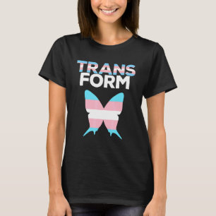 T-shirt Bouton Transgenre Drapeau Transformer Bleu Rose Wh
