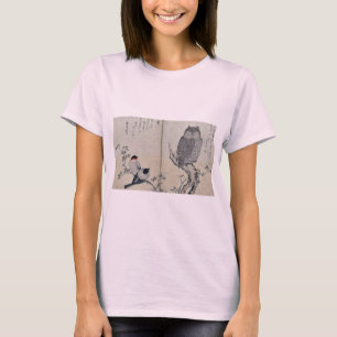 T-shirt Bouvreuil et hibou à cornes par Kitagawa, Utamaro