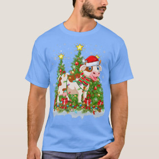 T-shirt Bovins Noël Lumières Père Noël Bovins Noël Arbre