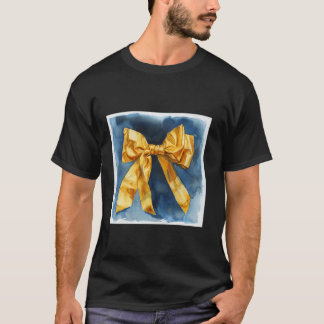 T-shirt Bow de fille en coquette aquarelle Aesthétique or