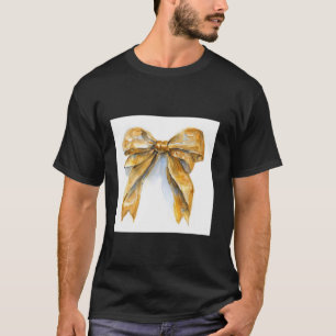 T-shirt Bow de fille en coquette aquarelle Aesthétique or