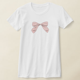 T-shirt Bow Plaid Clair Rose Élégant Baby shower Maman
