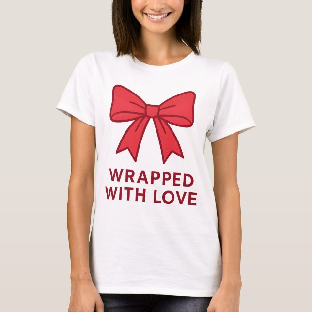 T-shirt Bow rose Enveloppé Avec Amour Coquette Esthétique (Devant)