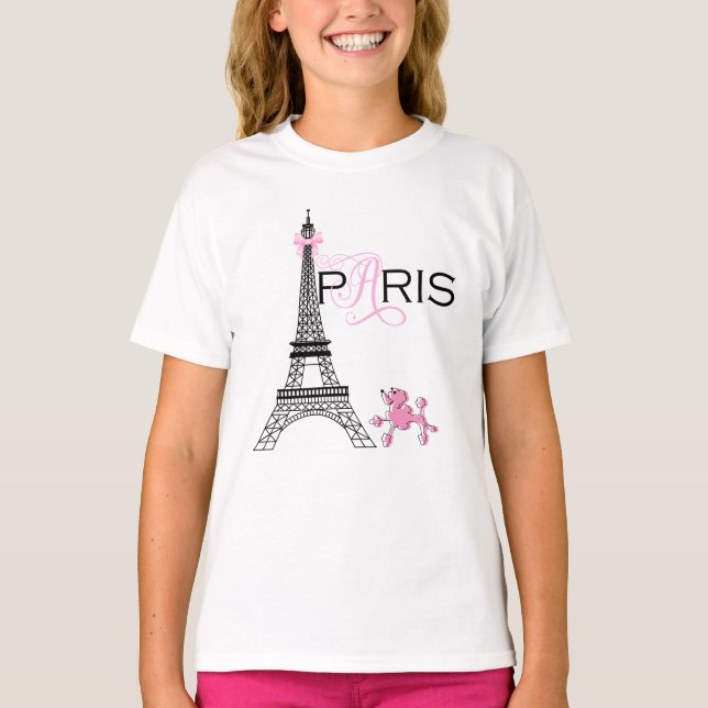 T-shirt Bow rose Tour Eiffel Paris France Poodle Chic (Devant)