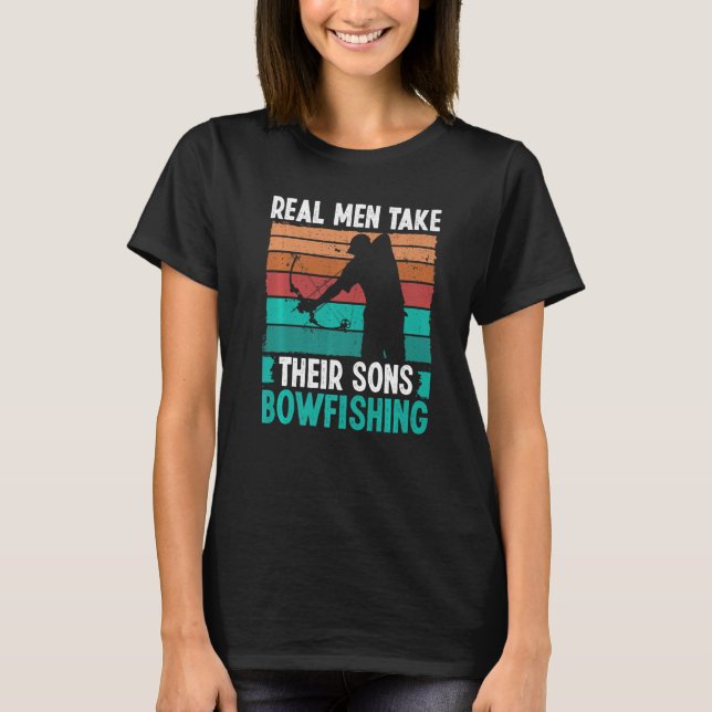 T-shirt Bowfisher Airboat Real Men take their Sons Bowfish (Devant)